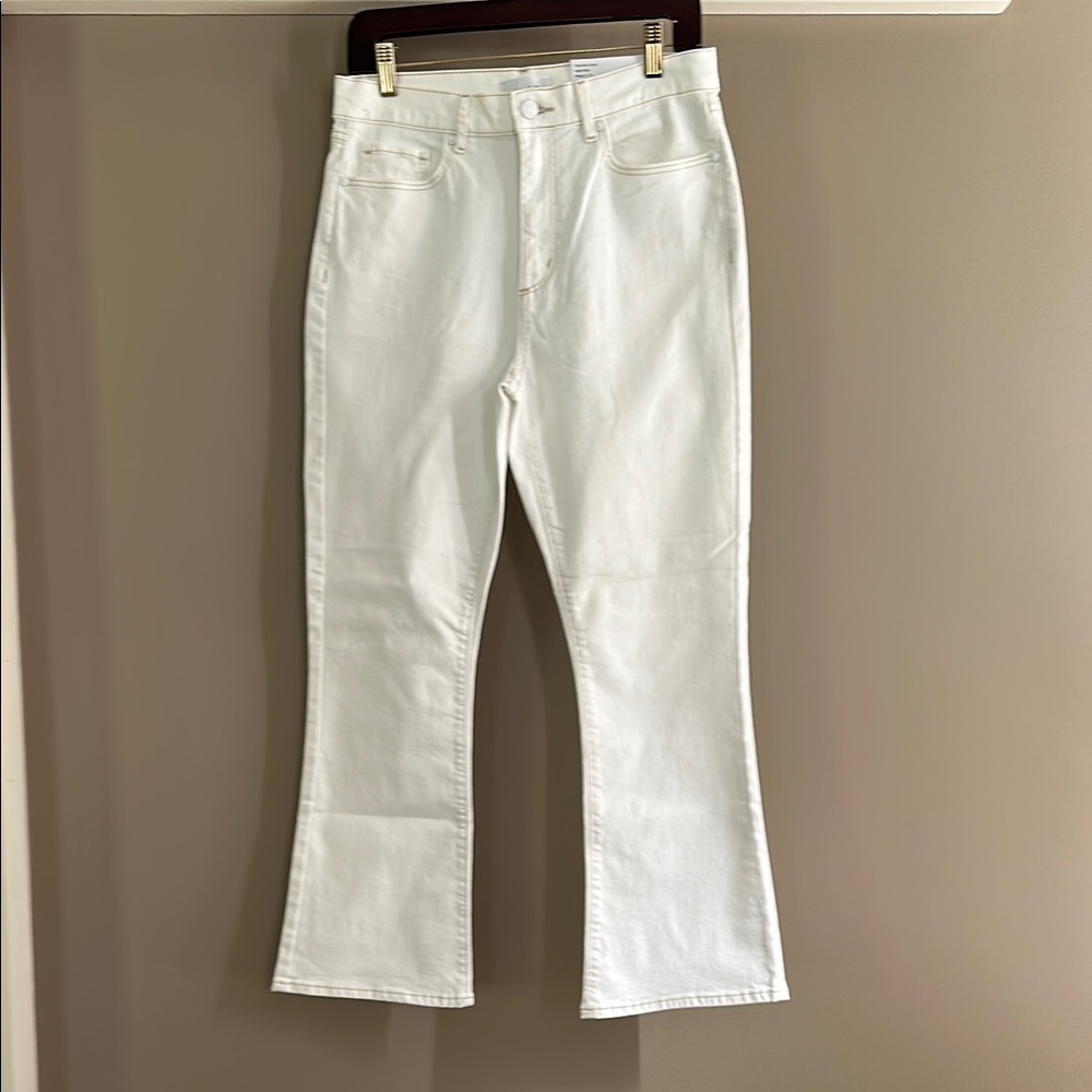 LOFT Kick Crop High Rise white Jeans
